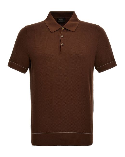 Brioni -Textured Shirt Polo Marrone-