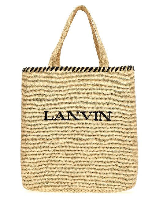 Lanvin -Logo Shopping Bag Borse A Mano Bianco/Nero-