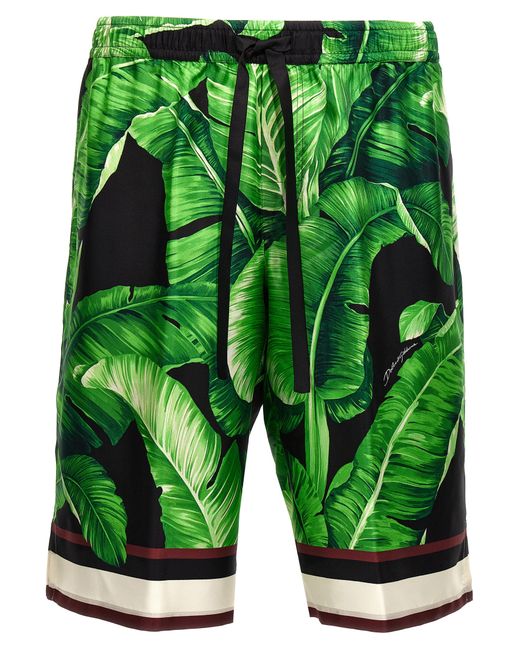 Dolce & Gabbana -All Over Print Bermuda Shorts Pantaloni Verde-