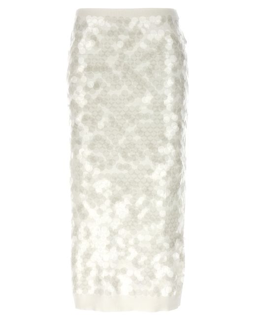 N.21 -Sequin Knitted Skirt Gonne Bianco-