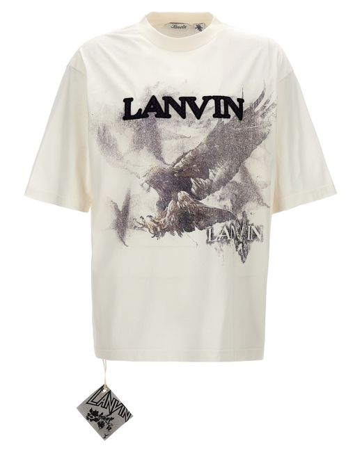 Lanvin -Logo Print T Shirt Bianco-