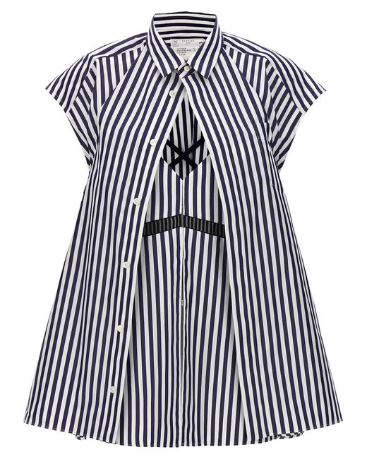 Sacai -Striped Shirt With Overlap Camicie Blu-
