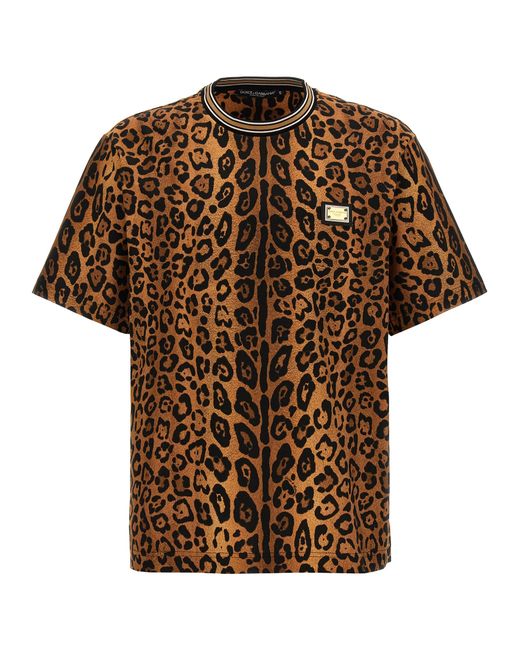 Dolce & Gabbana -Leopard Print T Shirt Marrone-
