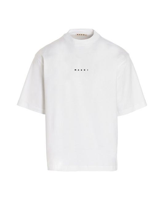Marni -Logo Printed T Shirt Bianco-
