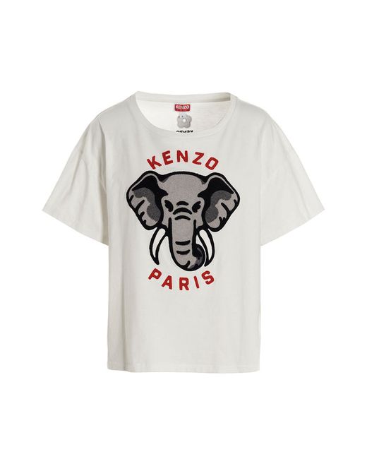 Kenzo -Logo Embroidery T Shirt Bianco-