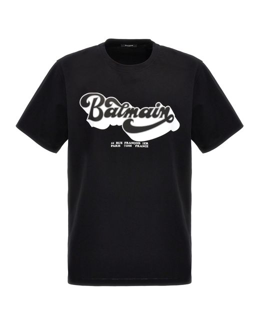 Balmain -Logo Print T Shirt Bianco/Nero-