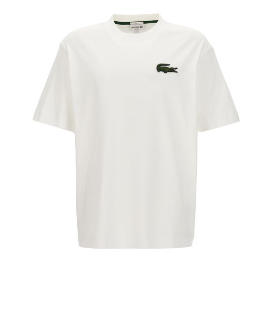 Lacoste -Logo Patch T Shirt Bianco-
