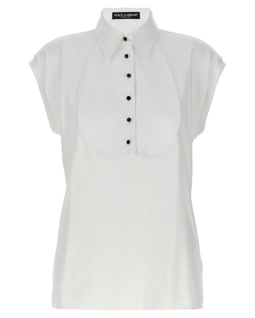 Dolce & Gabbana -Plastron T Shirt Bianco-