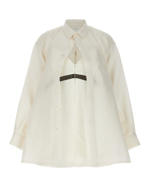 Sacai -Overlapping Shirt Silk Dress Abiti Bianco-