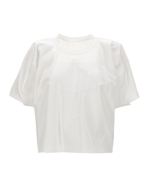 Sacai -Jersey T Shirt Bianco-