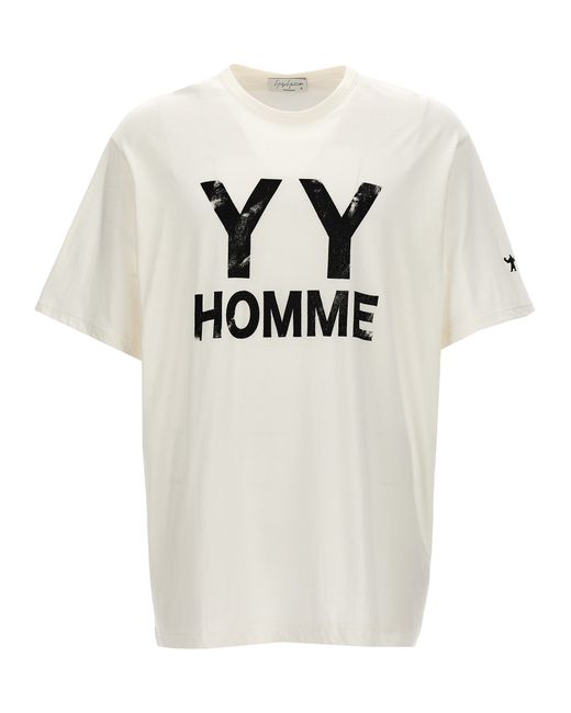 Yohji Yamamoto -Logo Print T Shirt Bianco-