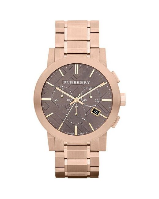 Burberry BU9353 Taupe Chronograph Dial Rose Gold Plated Steel Watch