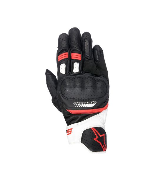 Alpinestars Sp-5 Leather Short Motorcycle Gloves Black White