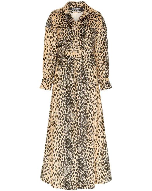Jacquemus Leopard Print Belted Trench Coat The