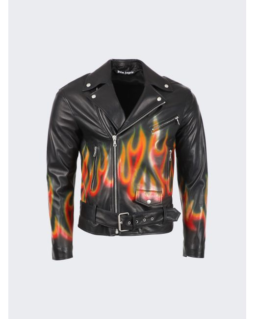 Palm Angels Burning Perfecto Leather Jacket