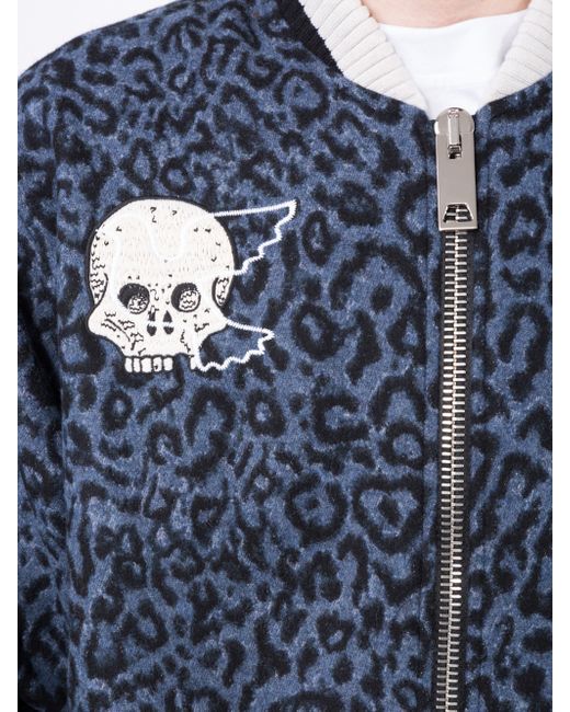 Lost Daze Skeleton Leopard Print Bomber Jacket