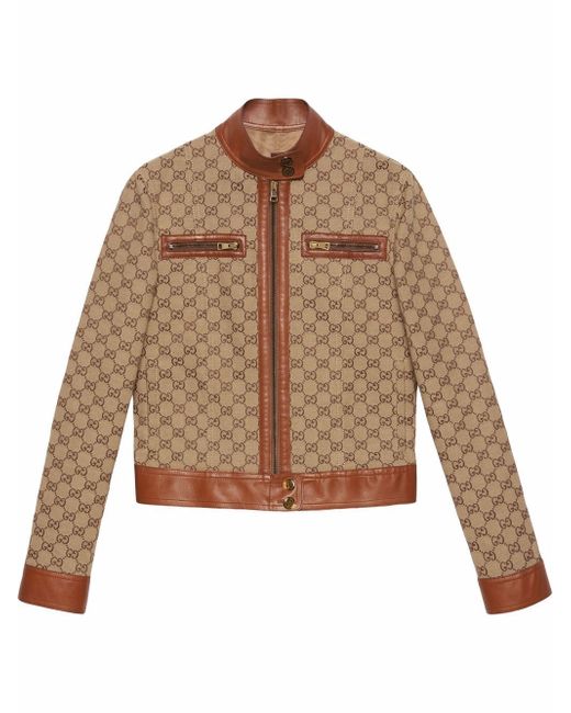 Gucci Love Parade Gg Leather Trim Canvas Jacket