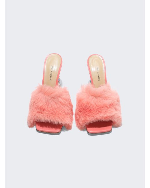 Paul Andrew Arc Fluffy Jeweled Mules