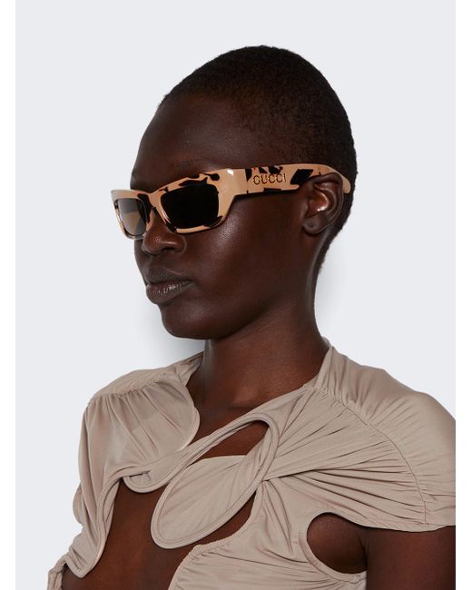 Gucci Rectangular Tortoiseshell Sunglasses