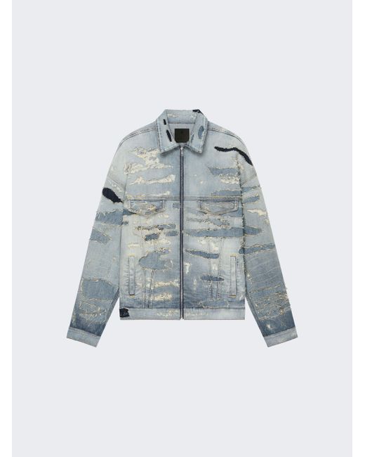 Givenchy Oversized Jacket In Rip And Repair Denim