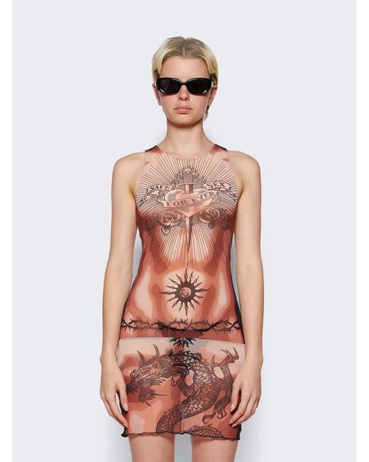 Jean Paul Gaultier Tattoo Printed Sleeves Dress
