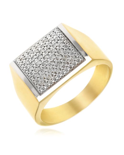 WJD Exclusives 0.40CTW Natural Diamond 10K Gold Two-Tone Rectangular Signet Ring 10.5