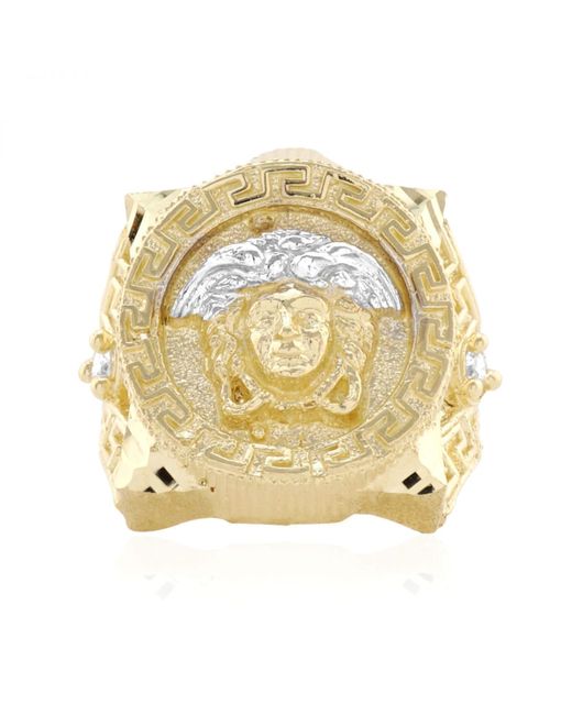 WJD Exclusives 10k Gold Created Diamond Cut Medusa Head Square Signet Ring 11