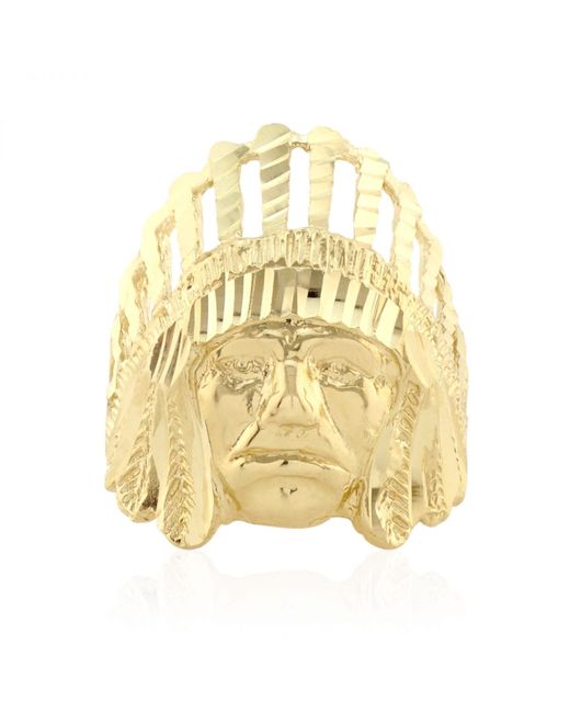 WJD Exclusives 10k Solid Gold Diamond Cut Apache Chief Head Native Signet Ring 12