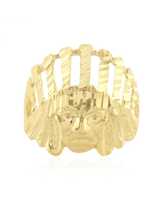WJD Exclusives 10k Solid Gold Diamond Cut Apache Chief Head Native Ring 10.5