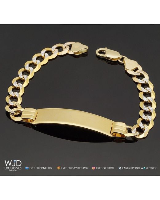 WJD Exclusives 14K Solid Gold Diamond Cut 10mm wide Cuban Curb Id Bracelet 8