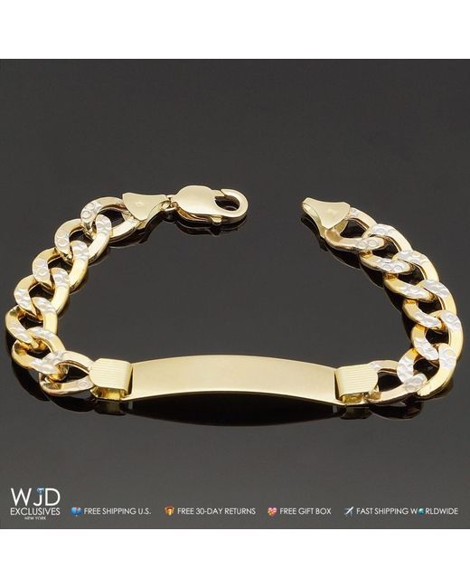 WJD Exclusives 10K Solid Gold Cuban Curb Diamond Cut I.D. Bracelet 8.5