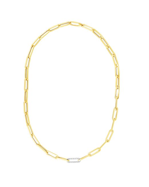 WJD Exclusives 0.32CTW Natural Diamond 14K Gold 6mm Paperclip Chain Necklace 17
