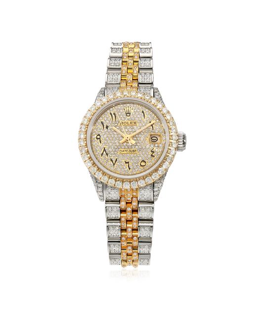 Rolex Datejust Custom Diamond Pave Jubilee Band Dial Bezel 26mm Watch