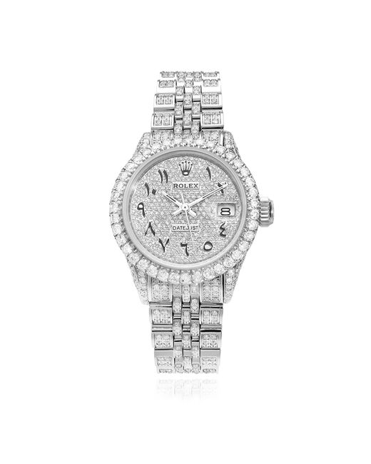 Rolex Datejust Custom Diamond Pave Jubilee Band Dial Bezel 26mm Watch