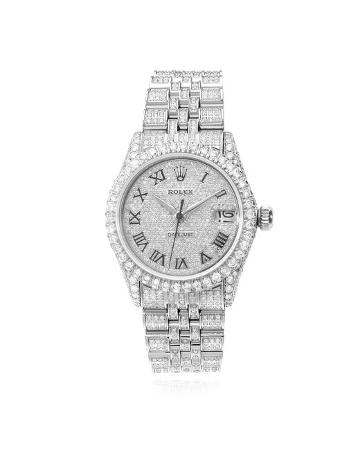 Rolex Datejust Custom Diamond Pave Jubilee Band Dial Bezel 36mm Watch