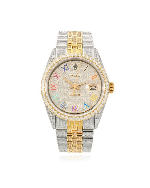 Rolex Datejust Custom Iced Rainbow Roman Diamond Dial Jubilee Band 36mm Watch
