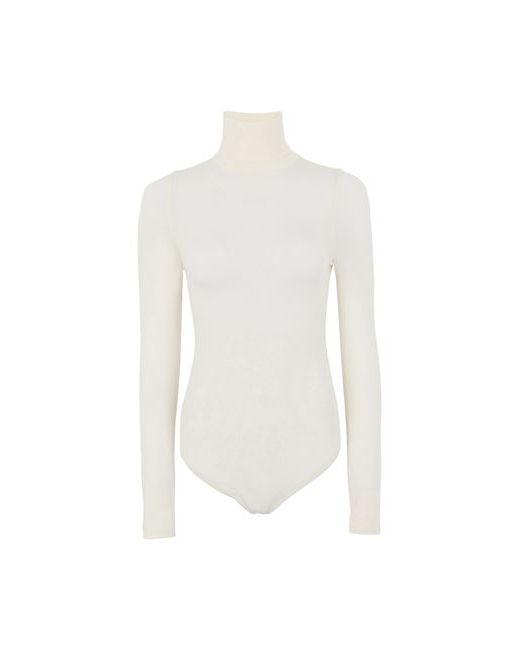 8 by YOOX Jersey L/sleeve Roll-neck Brief Bodysuit T-shirt Ivory Viscose Elastane