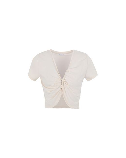8 by YOOX Lyocell Twisted Cropped T-shirt Ivory Recycled cotton