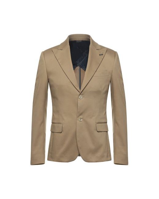Grey Daniele Alessandrini Man Suit jacket Camel Cotton Elastane