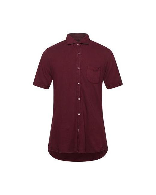 R3D Wöôd Man Shirt Burgundy Cotton