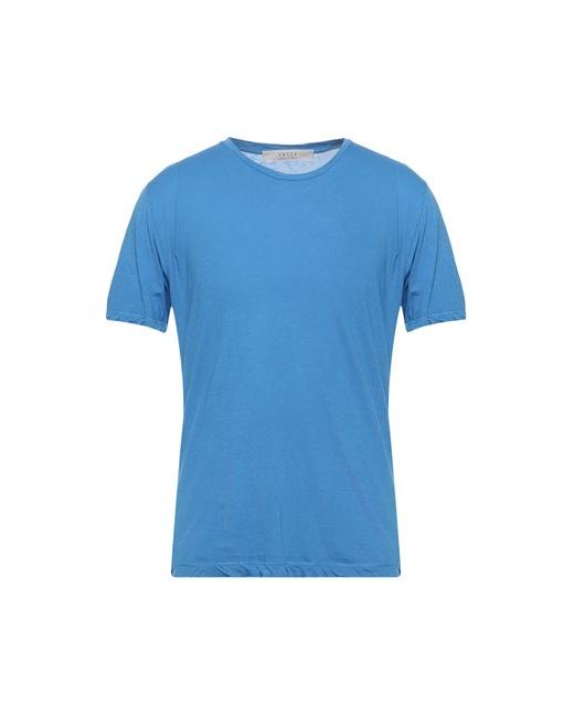 Vneck Man T-shirt Azure Cotton Silk