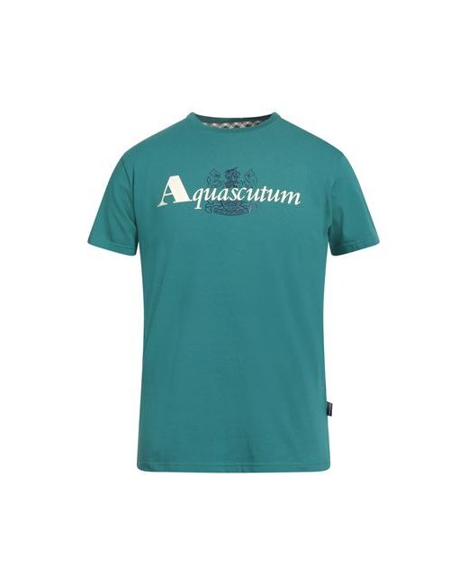 Aquascutum Man T-shirt Deep jade Cotton Elastane