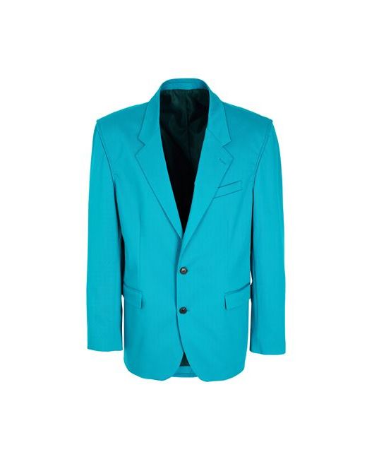 8 by YOOX Cotton Blend Single Breast Blazer Man Suit jacket Turquoise Elastane