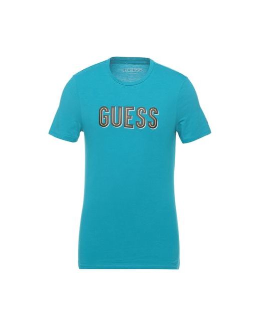 Guess Man T-shirt Azure Cotton Elastane