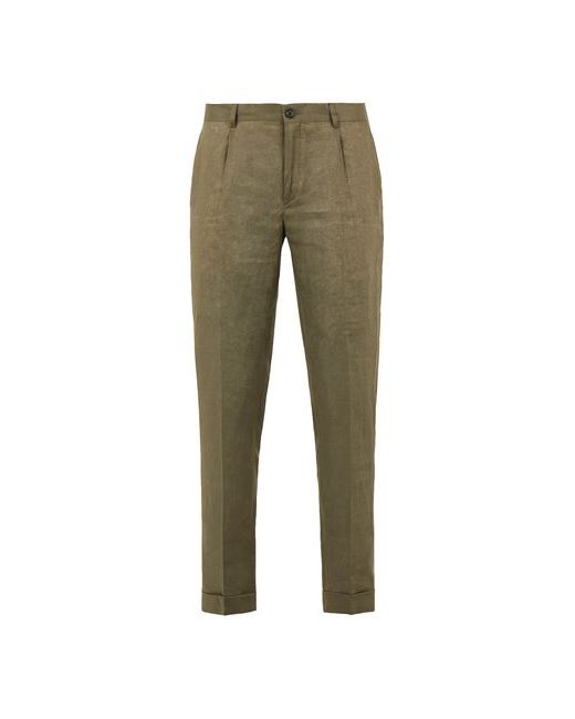 8 by YOOX Linen Pleated Slim-fit Chino Man Pants Military