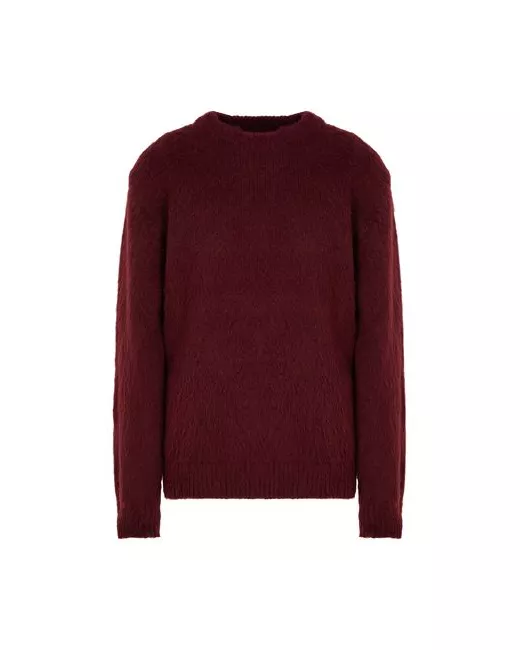 8 by YOOX Brushed Round-neck Sweatshirt Man Sweater Burgundy Acrylic Polyamide Viscose Wool