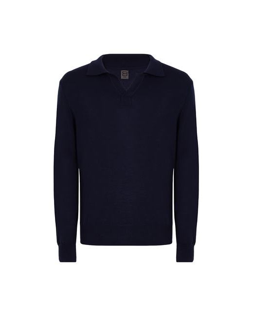 8 by YOOX Merino Wool Knit L/sleeve Polo Man Sweater Midnight