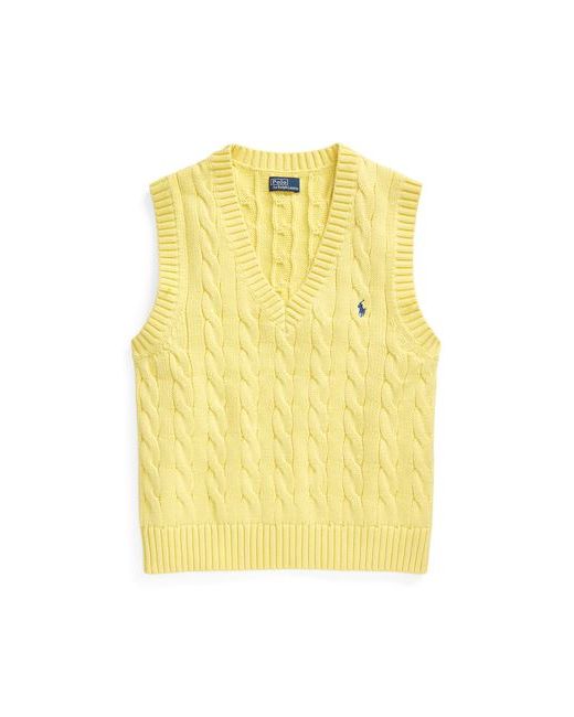 Polo Ralph Lauren Cable-knit Cotton V-neck Sweater Vest Top