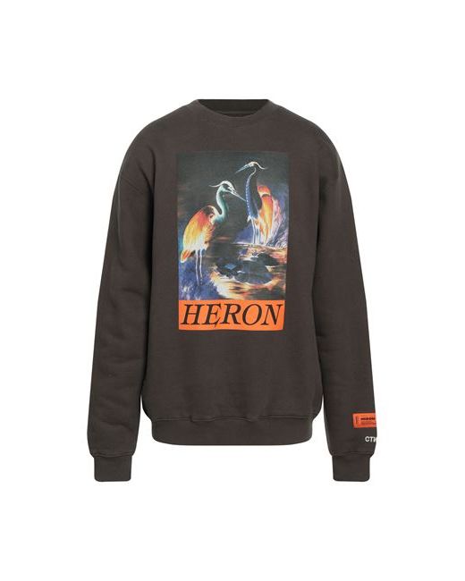 Heron Preston Man Sweatshirt Khaki Cotton Elastane Polyester