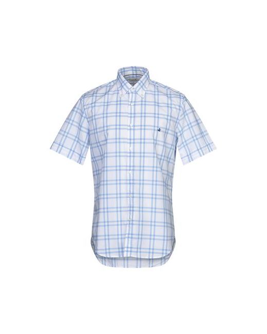 Brooksfield Man Shirt Azure Cotton Flax
